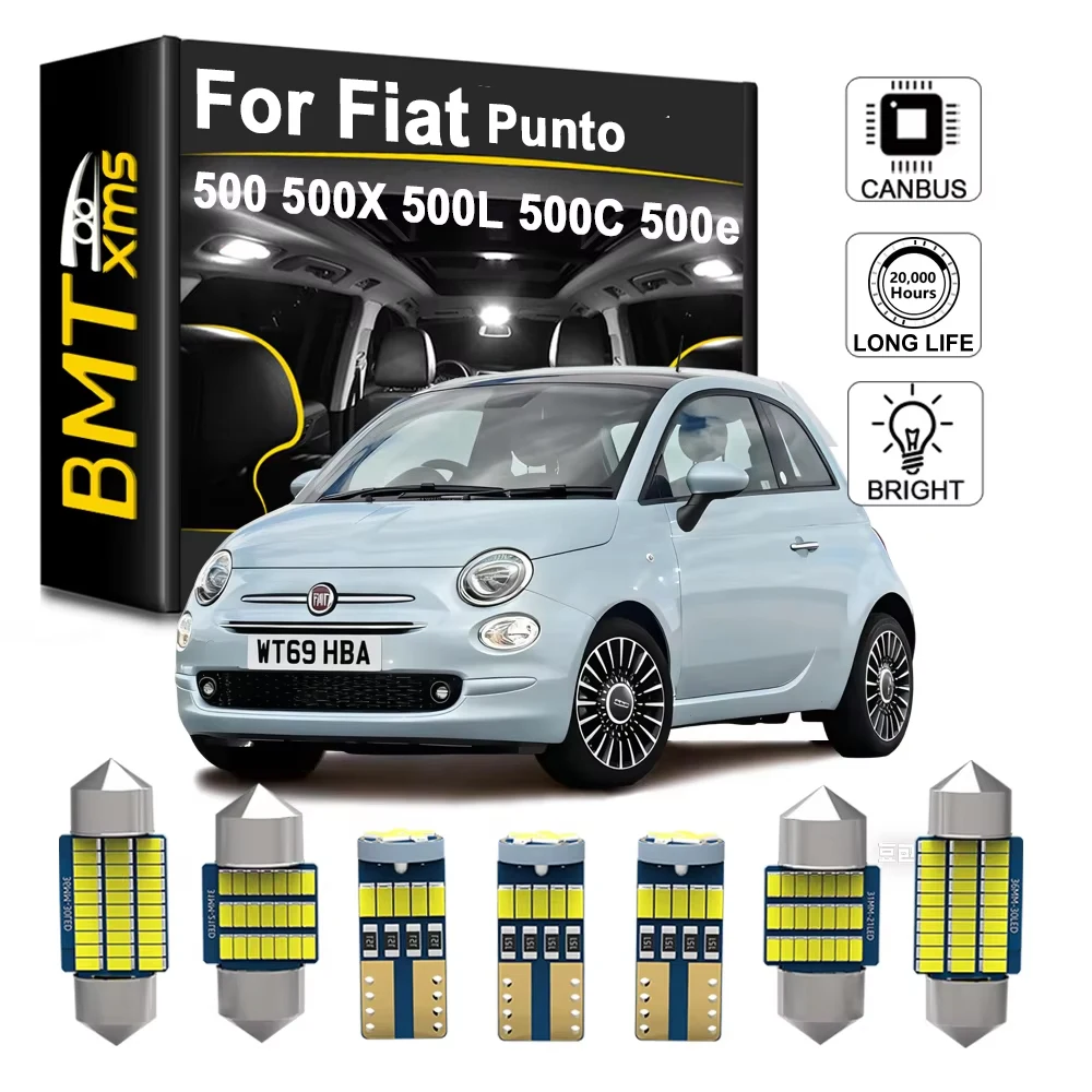 

BMTxms автомобильный светодиодный внутренний светильник для карт, купольный светильник, комплект ламп для чтения для Fiat 500 500X 500L 500C 500e Punto EVO 199 Grande Punto 2007-2021