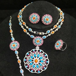 GODKI New Fashion Turquoise UAE Dubai Bridal Jewelry Set For Women Wedding Party Nigerian African Necklace Earring Set