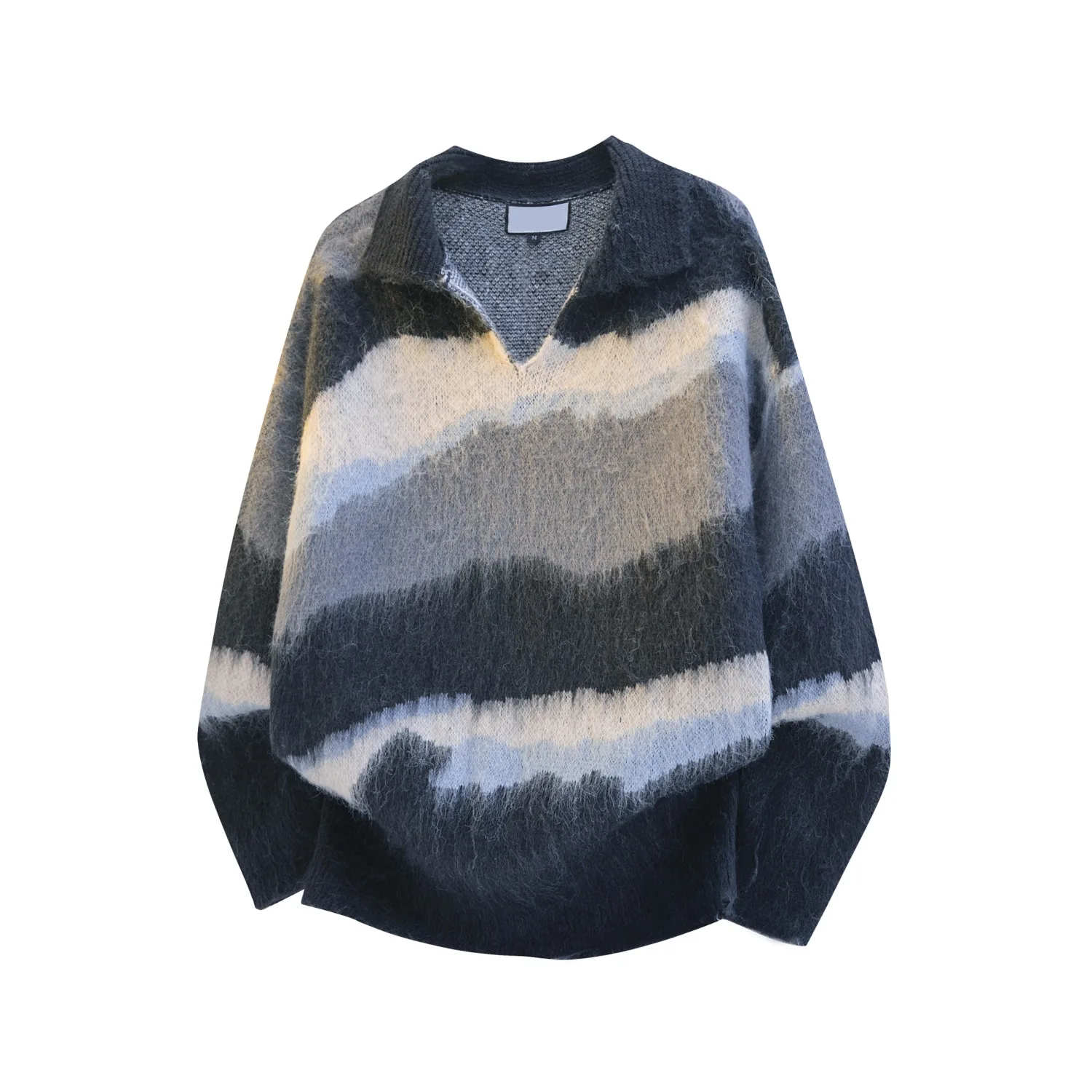 

Американский винтажный вязаный свитер-пальто в полоску из искусственного меха для пар, свободный крой, мягкий полиэстер, винтажный стиль, длинный рукав