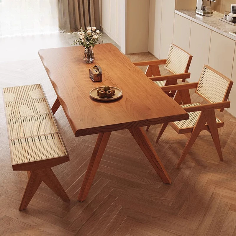 Nordic all solid wood dining tables and chairs wholesale household log wind ash wood table living room