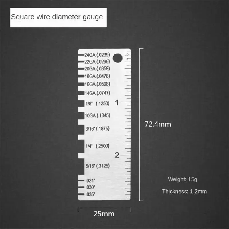 1/2 قطعة مستديرة AWG SWG سلك قياس سمك حاكم قياس القطر الفولاذ المقاوم للصدأ أداة قياس #4