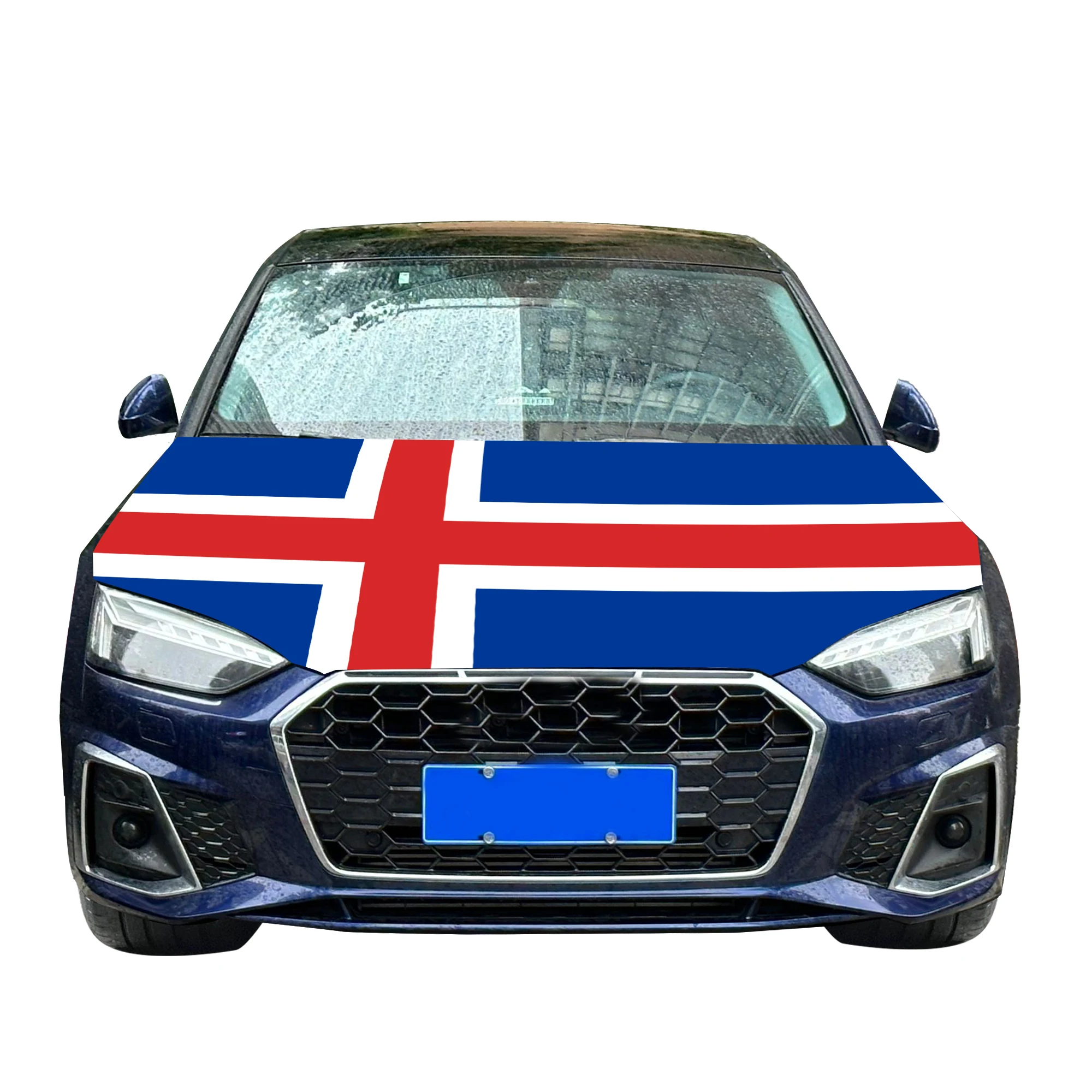 Iceland Car Hood Cover Flag  Universal Size Elastic Polyester 120x150cm for Car Decor