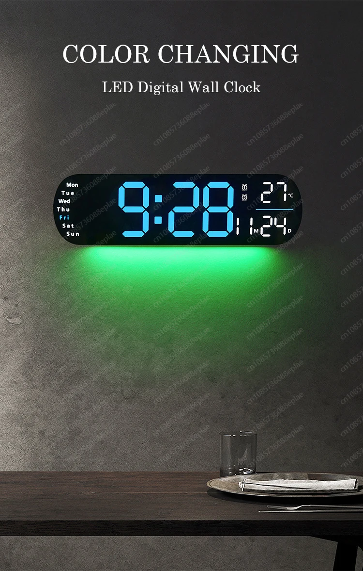Moderne digitale Wanduhr mit großem LED-Display – multifunktionales, minimalistisches Design für Heim- und Bürodekoration