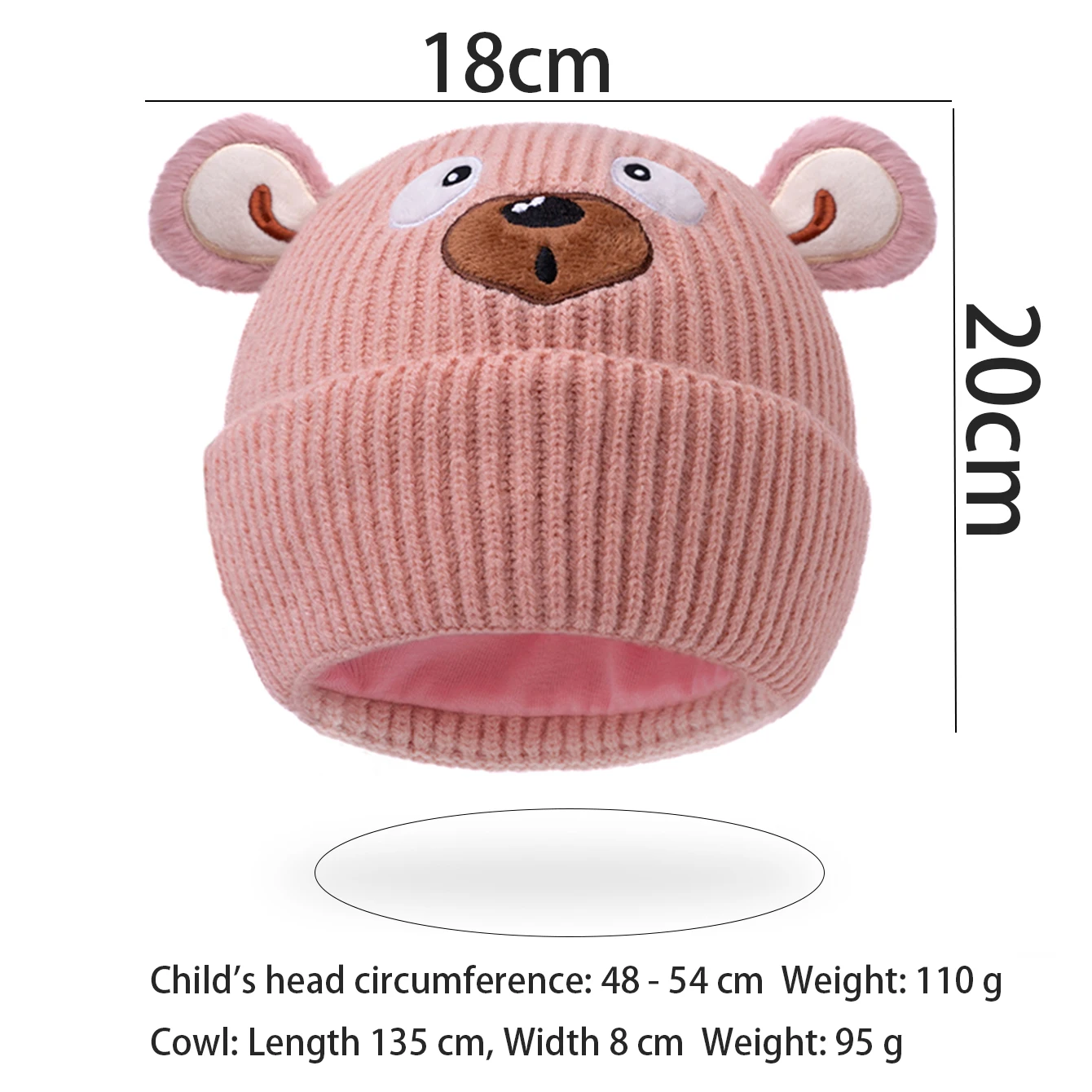 20263-10Y 2pcs New Kids Hat Autumn Winter Knit Hat and Scarf Set for Girls and Boys, Cute Knitwear view 6