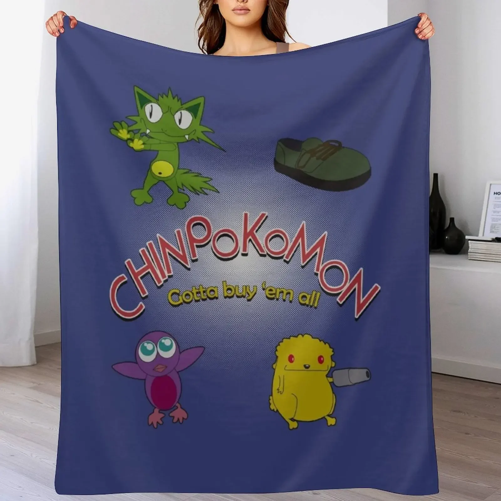

Chinpokomon - Gotta buy 'em all Throw Blanket Anti Shedding Soft Fuzzy Blanket for Home