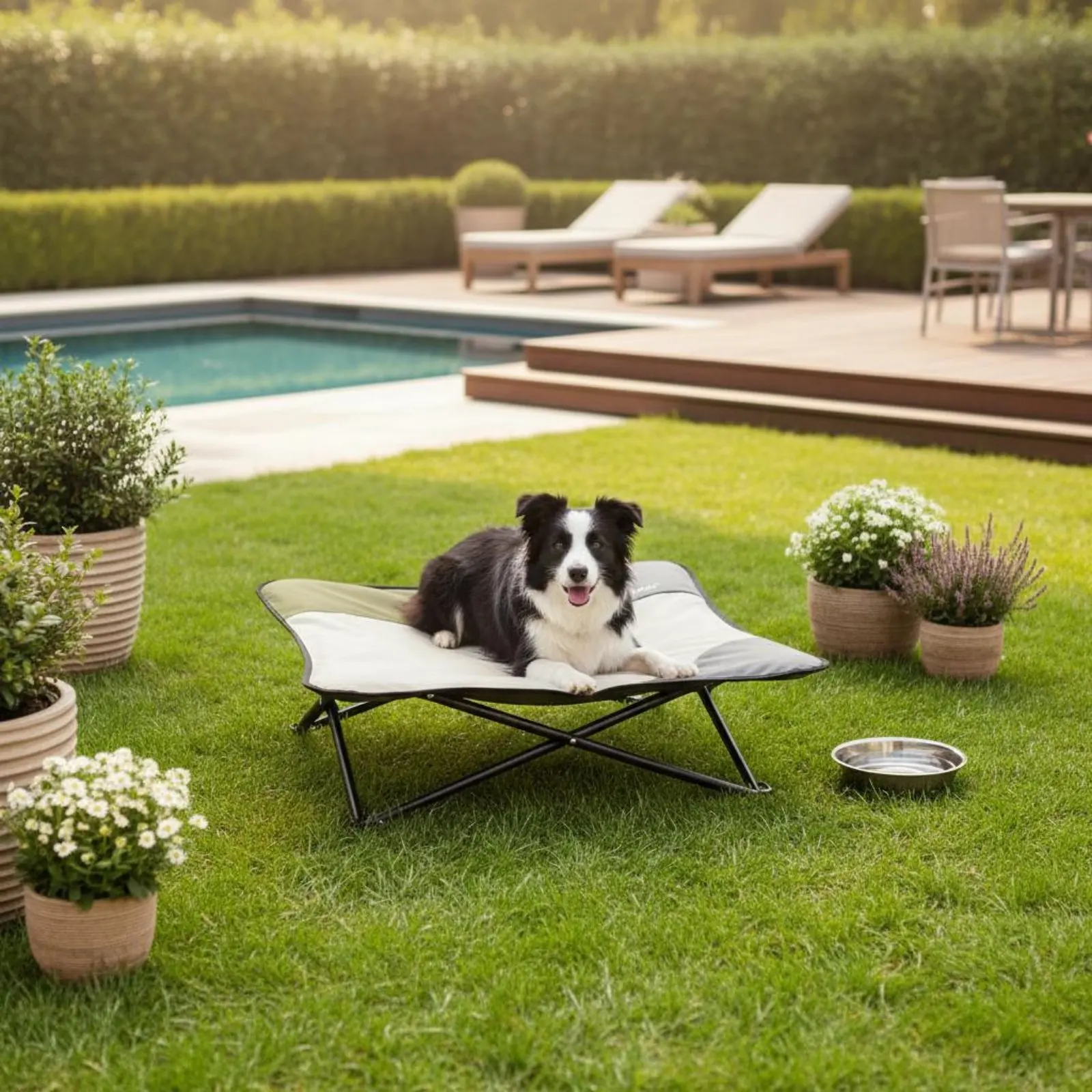 

Elevated Outdoor Dog Bed Lightweight Foldable Dog Cot Folding Raised Pet Bed Stable Frame No Assembly Required for Beach