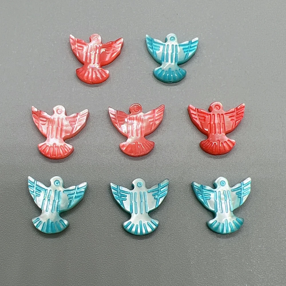 

10pcs/Lot Red Blue Shell Bird Peace Dove Beads Charms For Jewelry Making Necklace Bracelets Accessories