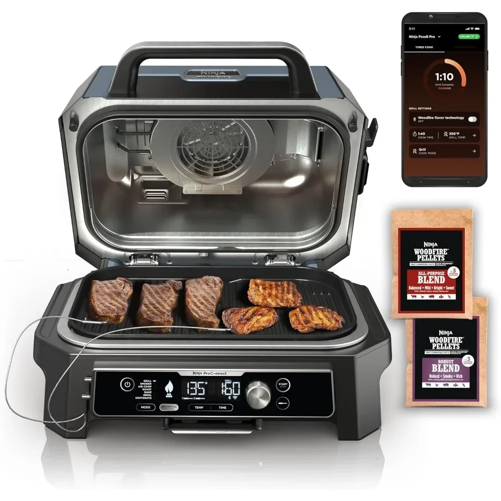 Woodfire Pro Connect Premium XL Outdoor Grill & Smoker, Bluetooth, App Enabled, 7-in-1 Master Grill, BBQ Smoker,