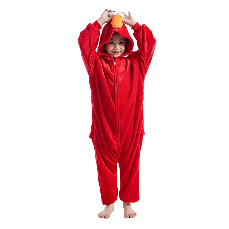 

Adorable Elmo Kigurumi - Cozy Red Onesie One-Piece Pajamas for Kids - Perfect Sleepwear for Toddlers and Children