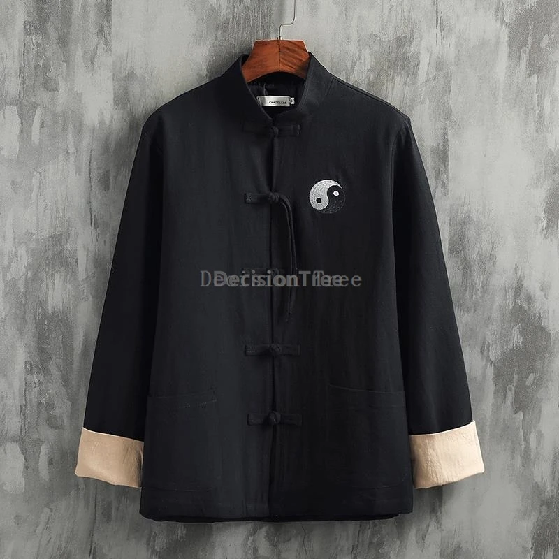 

2025 восемь схем вышитое пальто в стиле ретро, литература, искусство, мужская китайская туника, элегантный повседневный универсальный утепленный костюм