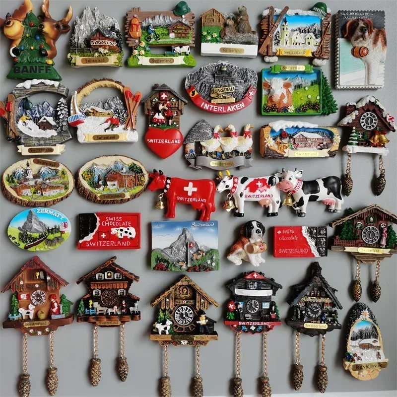 

Switzerland Fridge Magnets Geneva Interlaken Swiss Cow Duck Cuckoo Clock Alpine Magnetick Refrigerator Stickers Souvenir Gifts