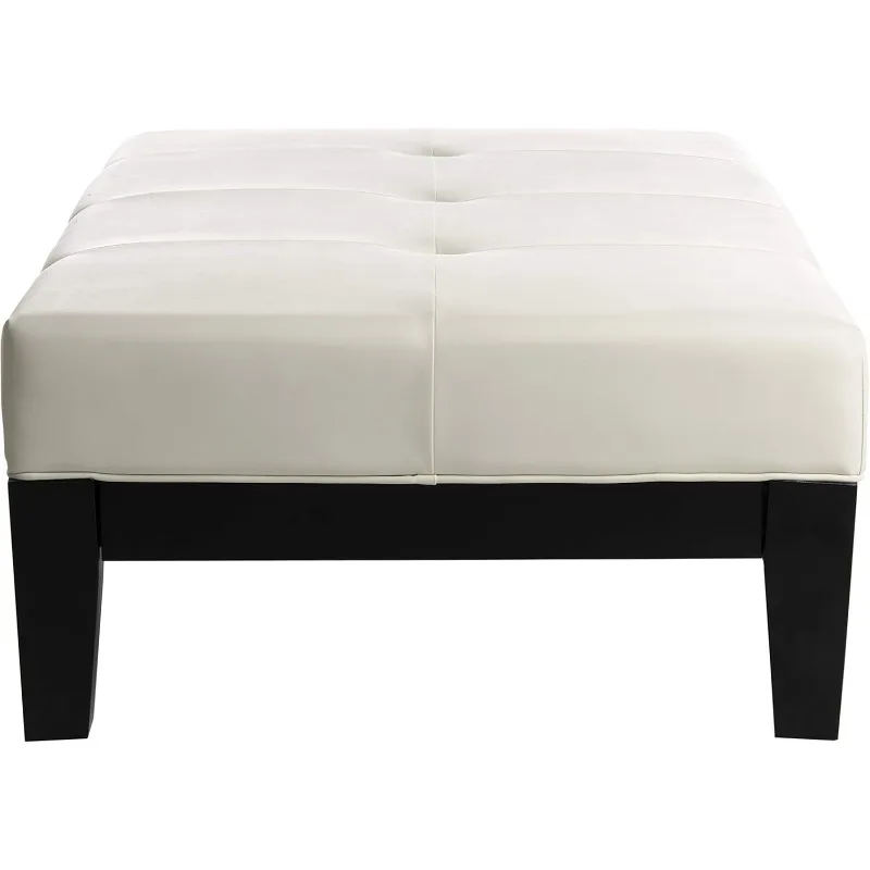 Hudson Collection Liam Leather Cocktail Footstool for Living Room Bedroom Easy To Assemble