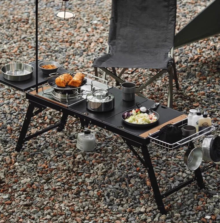 

Black Aluminum IGT Modern Lightweight Collapsible Table for Outdoor Camping Picnic Dining Activities