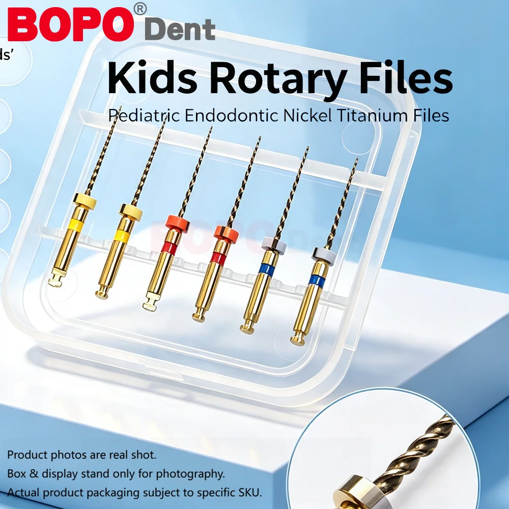 6PCS/Pack Dental Niti Heat Activated Pediatric Files Rotary For Baby Root Canal Treatment Child Endo Kids Files 2004#25#30# 2006
