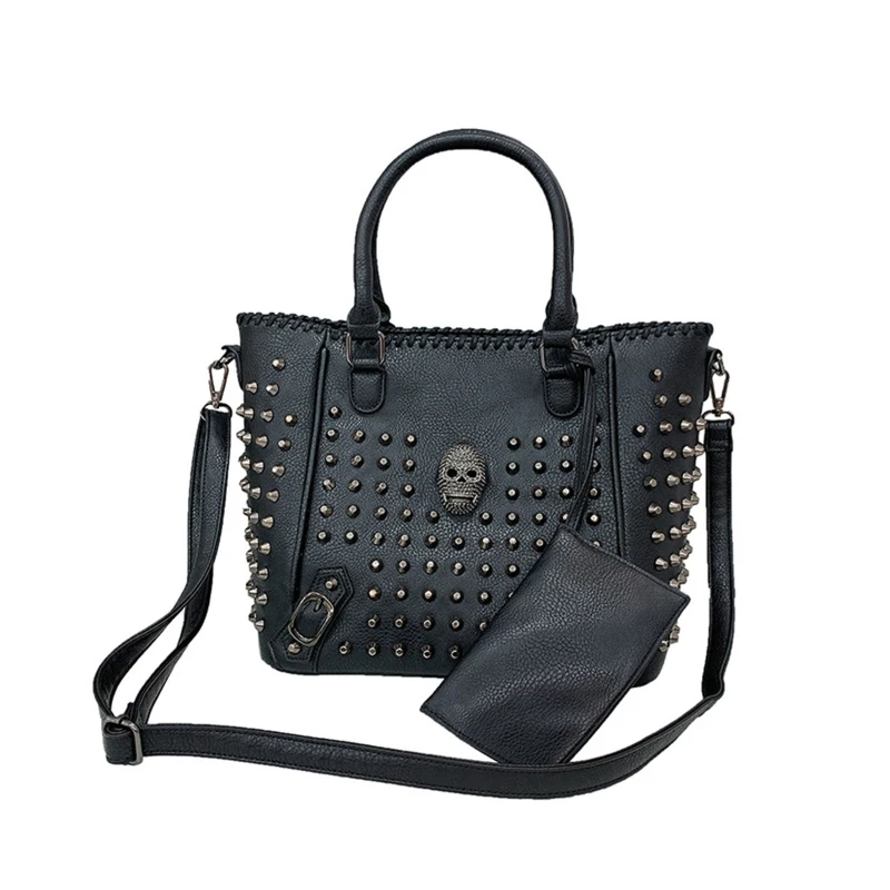 

Women Bag Pu Leather Crossbody Bag Purse Skull Handbag Punk Satchel Shoulder Bags with Wallet 066F