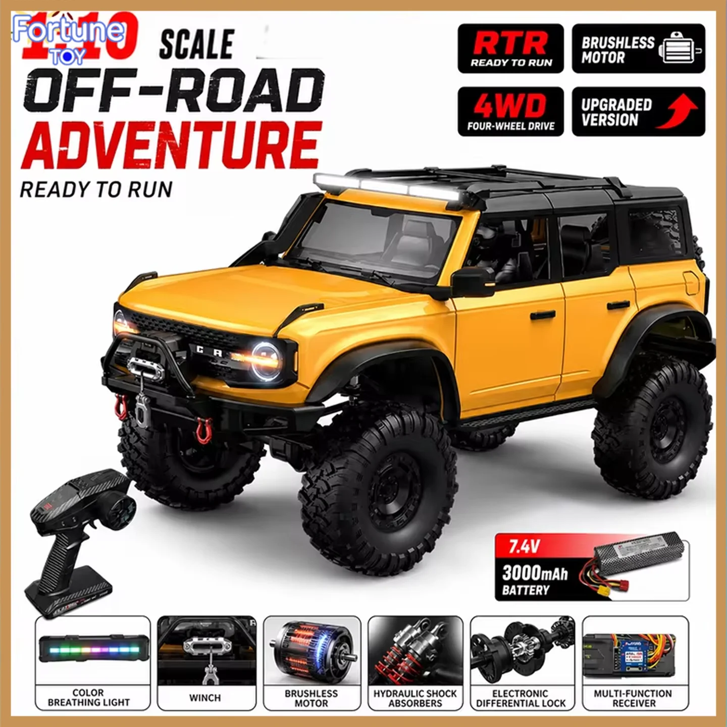 Hbtoys 1/10 Brushless Rc Rock Crawler Rtr 4Wd Off Road Truck With Winch Locking Diff 2 Speed Transmission For Adult Hobby