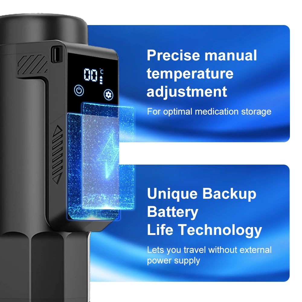 LCD Display Insulin Refrigerated Cup Portable Outdoor Cooler Flask Mini Vacuum Medicine Beverage Refrigerator Drug Cooler Fridge