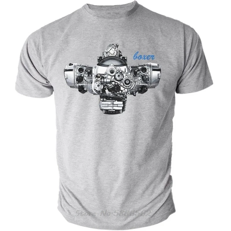 Boxer Engine Graphic T-shirt Men Women Cotton Short Sleeve O-neck Soft Breathable Casual Motorcycle Biker Tee Tops