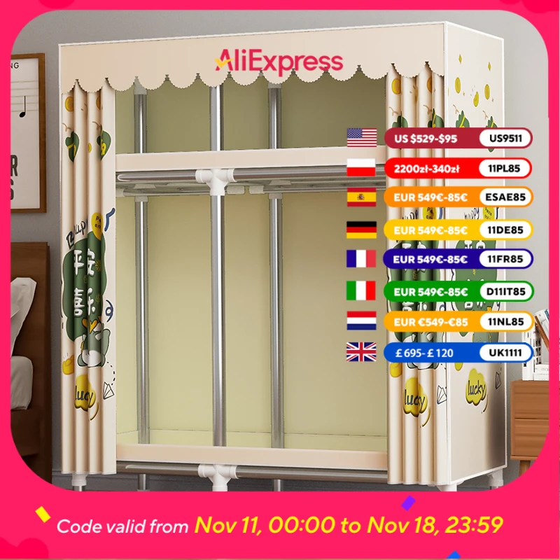 

Modern Metal Adults Wardrobes Hanging Clothes Organizer Storage Closet Bedroom Space Saving Roupeiros De Quarto Furniture