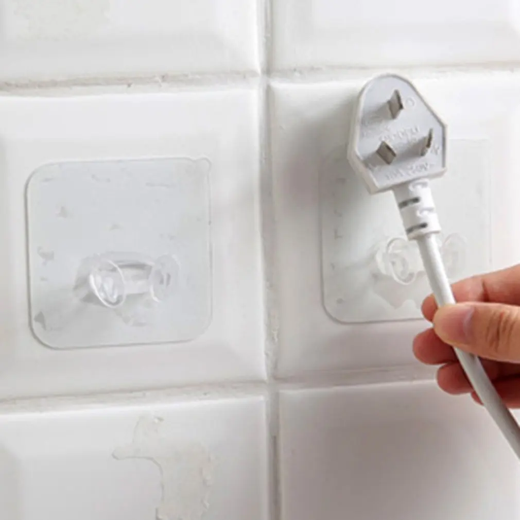 خطاف توصيل كهربائي سلس قوي ، لاصق شفاف ، تخزين مقبس سلك الطاقة ، رف التشطيب