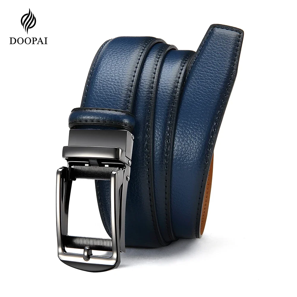 Genuine Leather Men's High-quality Buckle Jeans, Cowhide Casual Belt, Business Denim Belt, Men's Automatic Buckle Belt