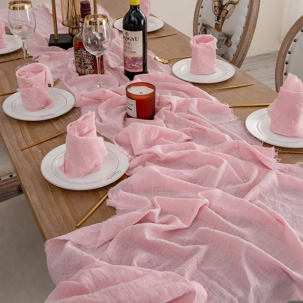 

Cheesecloth Table Runner, Cotton Cloth Table Runner Home Decor for Thanksgiving Dining Anniversary Wedding Birthday Party