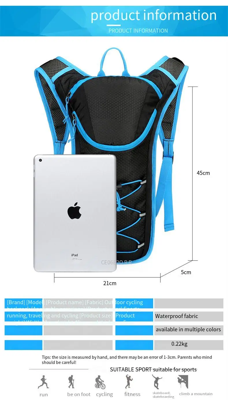 Borsa da ciclismo all'aperto Attrezzatura da equitazione Borsa da acqua Zaino sportivo Borsa da mountain bike