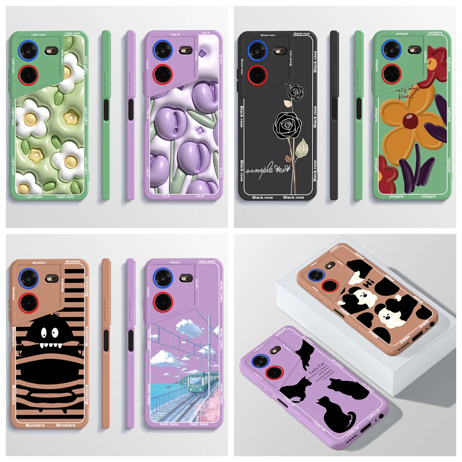 For Tecno Pova 5 Case Tulip Flower Painted Silicone Soft TPU Camera Protection Phone Cover For Tecno Pova 5 Pova5 Matte Bumper