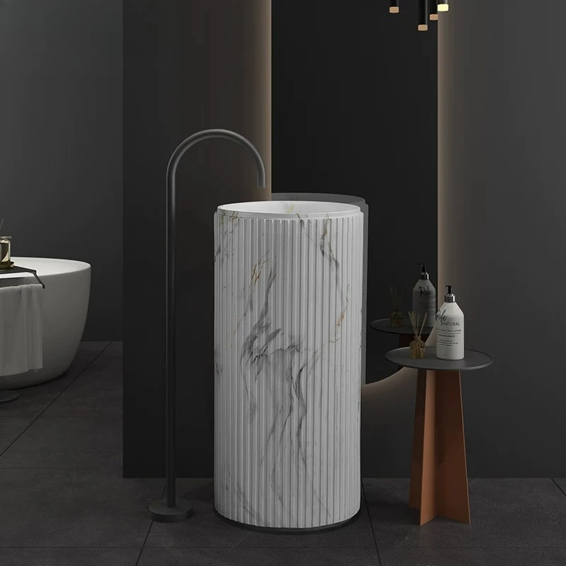 Italian Simple Modern Personality Column Basin Designer Integrated Marble Washbasin Creative Art Washbasin