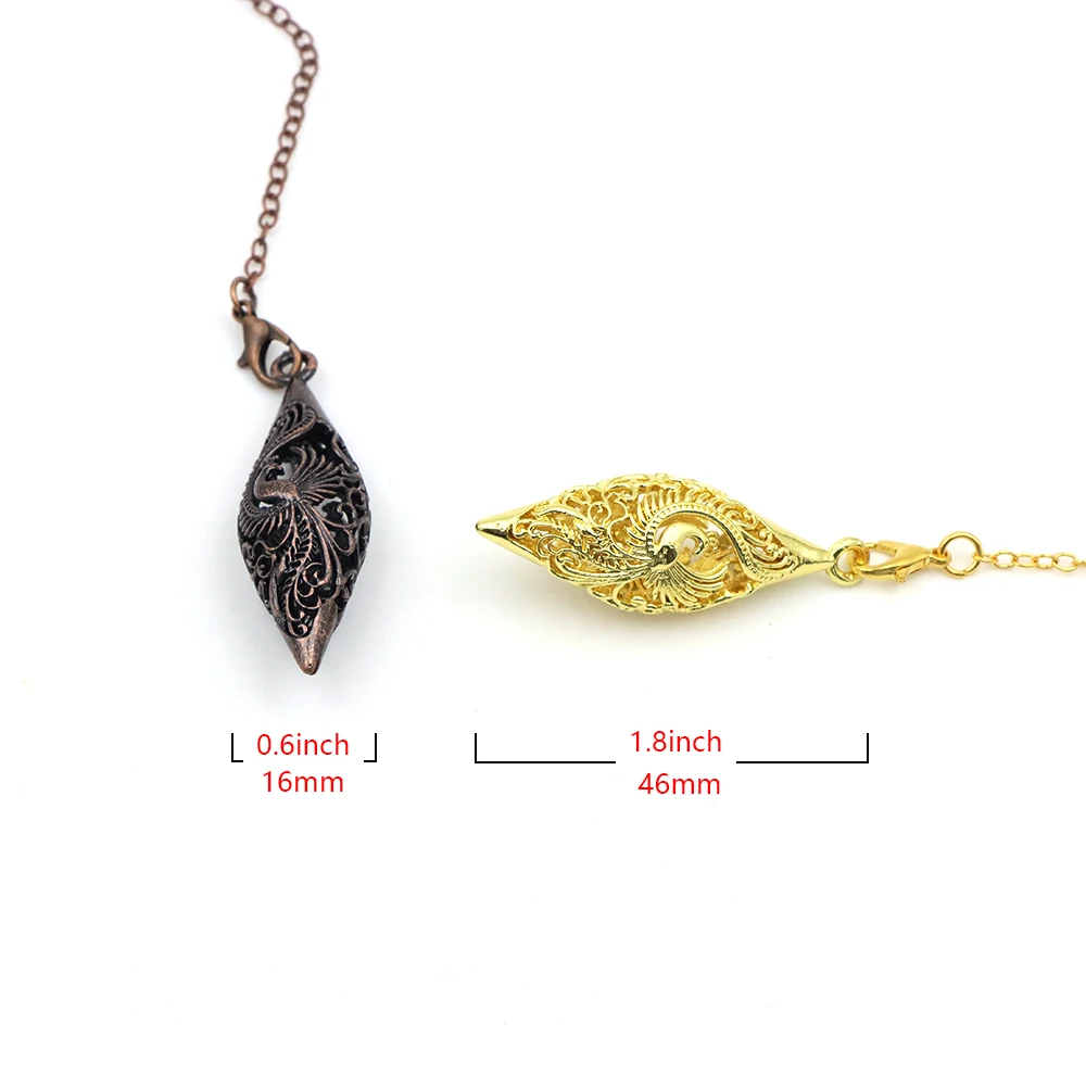 Vintage Hollow Phoenix Metal Pendulum Dowsing Divination Pendant Reiki Healing Spiritual Meditation Wicca Energy Amulet Jewelry