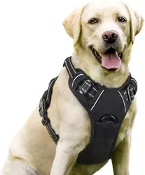 Dog Harness No-Pull Pet Harness Adjustable Soft Padded Dog Vest Reflective No-Choke Pet Oxford Vest for Mediu Large Dogs Black