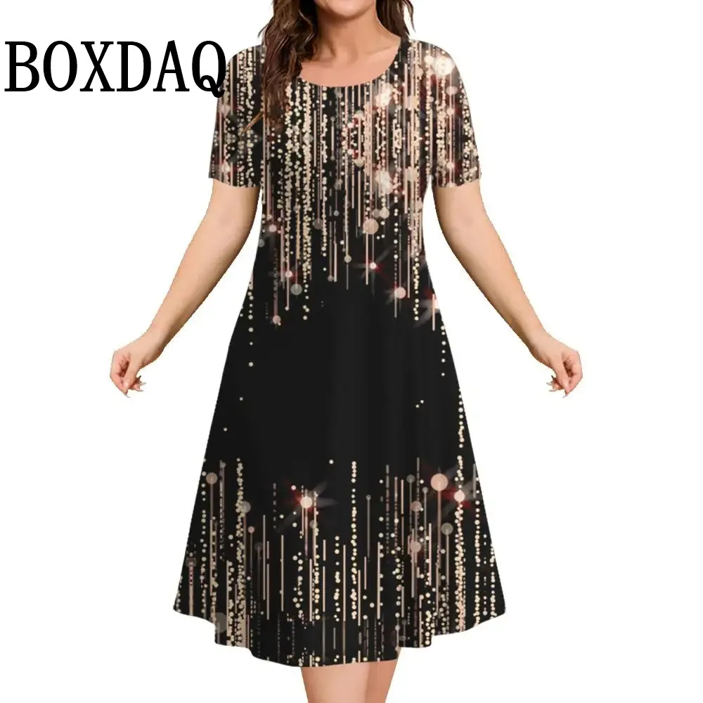 Tie Dye Gradient 3D Print Womens Dress Summer Plus Size Short Sleeve O-Neck Loose A-Line Dress Casual Fashion Women Clothing 9XL