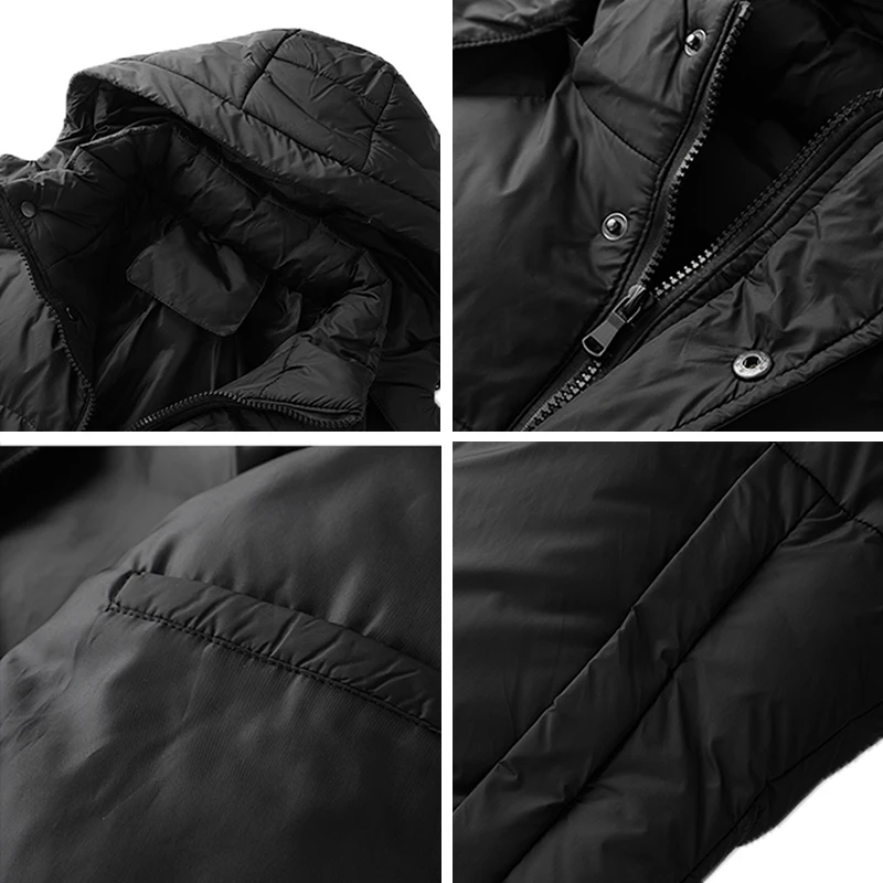 Inverno caldo impermeabile parka cappotto giacca uomo moda spessa nero con cappuccio parka cappotto maschile Casual giacca antivento uomo di grandi dimensioni