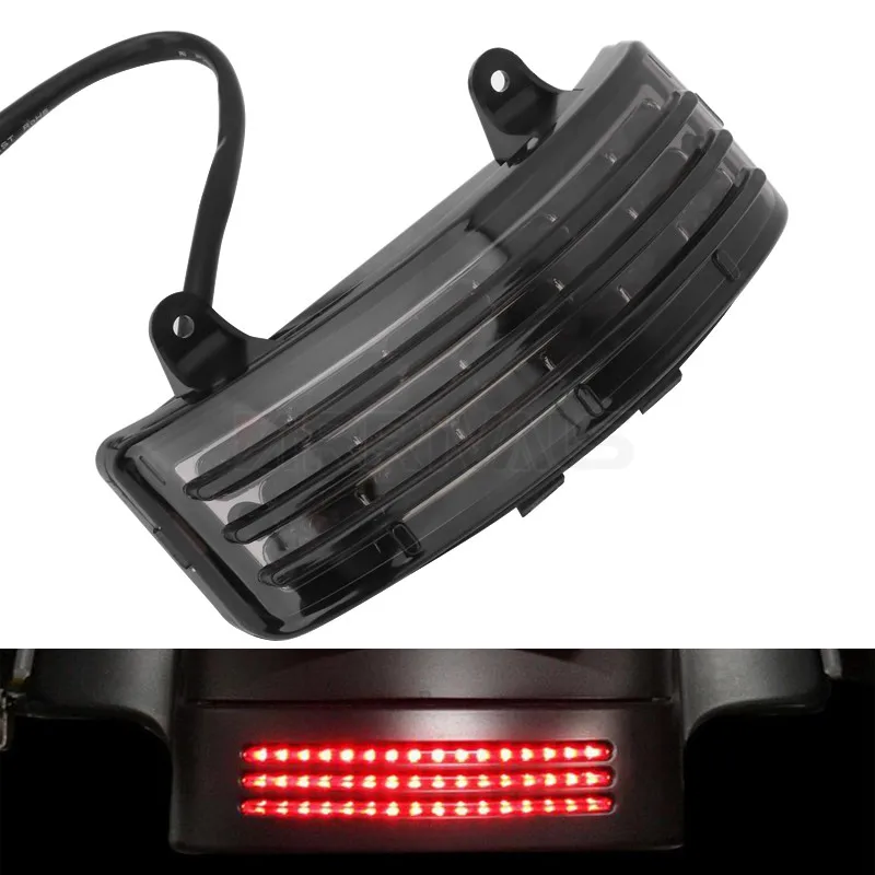 

Smoke Tri-Bar LED Rear Tail Brake Fender Lights Turn Signal Lamps For Harley Touring Street Glide Road Glide FLHX FLTRX 96-13