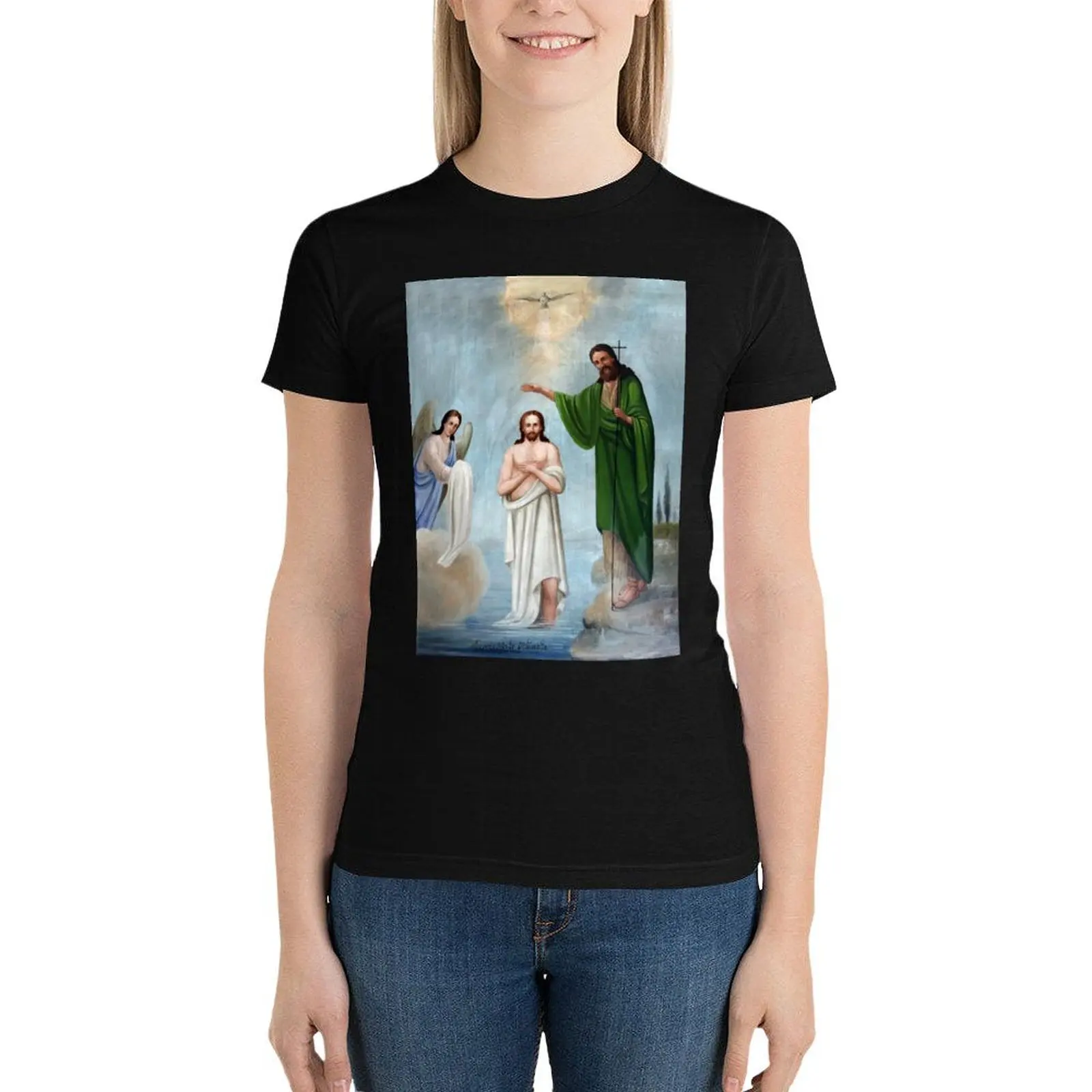 

The Baptism Painting T-Shirt lady clothes summer top summer tops white t-shirts for Women