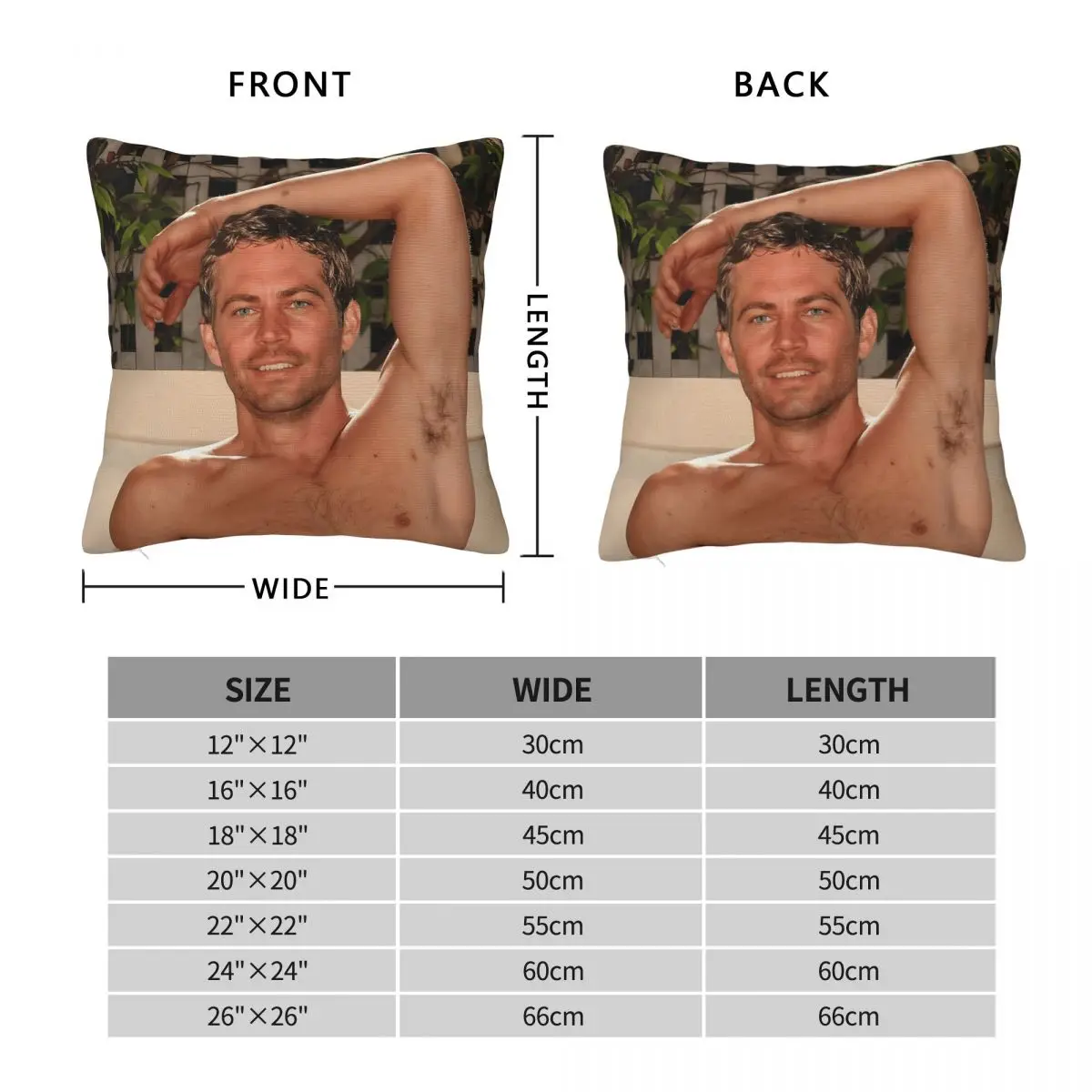 Paul Walker Shirtless Pose Pillowcase Polyester Linen Velvet Creative Zip Decorative Throw Pillow Case Home Cushion Cover 18