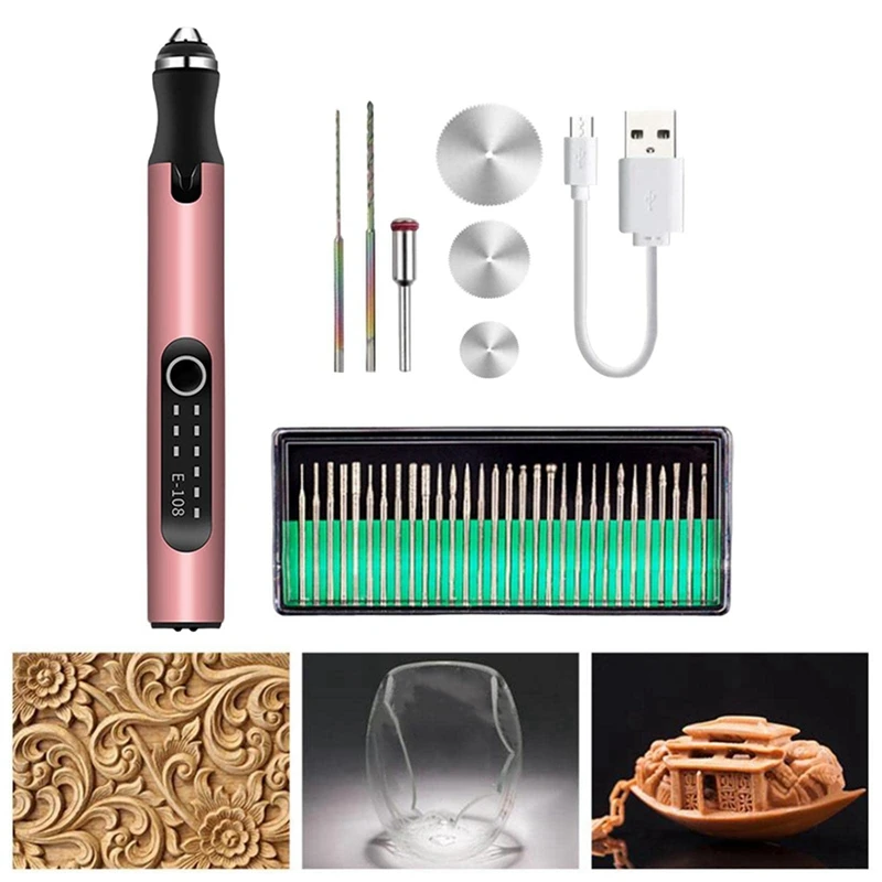 Caneta Micro-Gravação Portátil, Precisão Profissional com Scriber com Bits, USB Recarregável