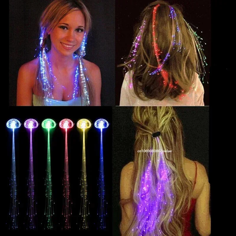 1pc Glowing Hair Braid Christmas Decorations LED Headband Party Hairlights Halloween Glowing Braid Clip Neon Birthday Glow Rave