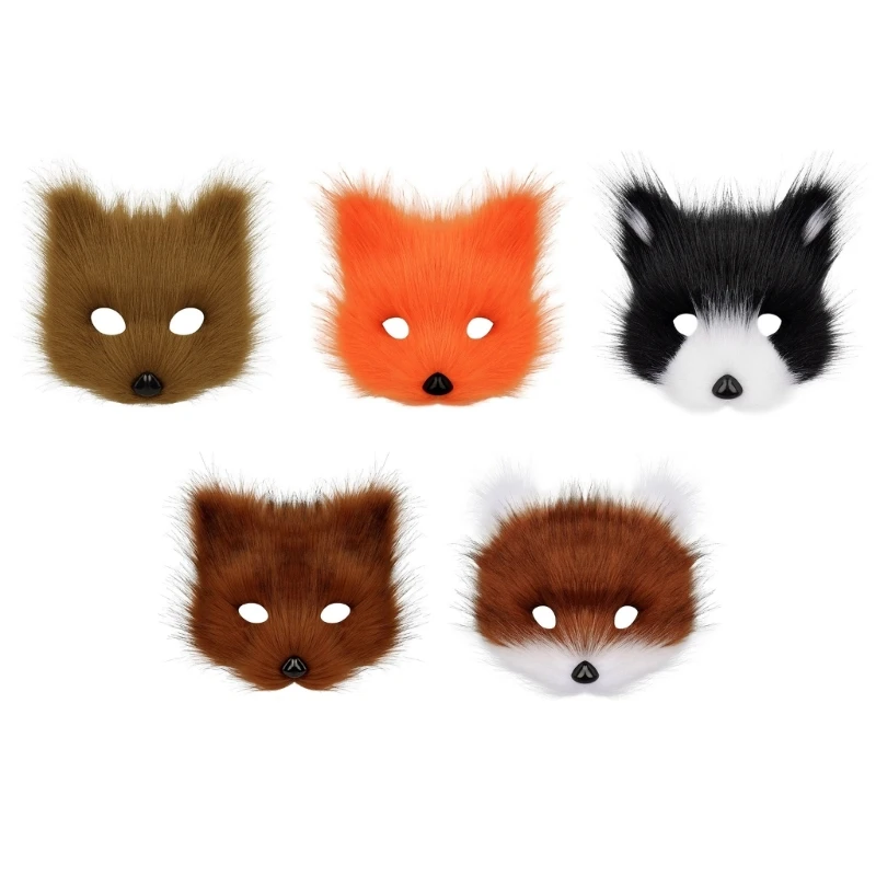 

Wolf Foxes Face Cover with Elastic Band for Women Men Halloween Masquerade DXAA