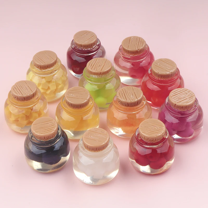6/60pcs Miniature Resin Decor Canned Fruits Blueberries Grapes Mangoes Simulate Dollhouse Kitchen Food for Accessories Girls Gif