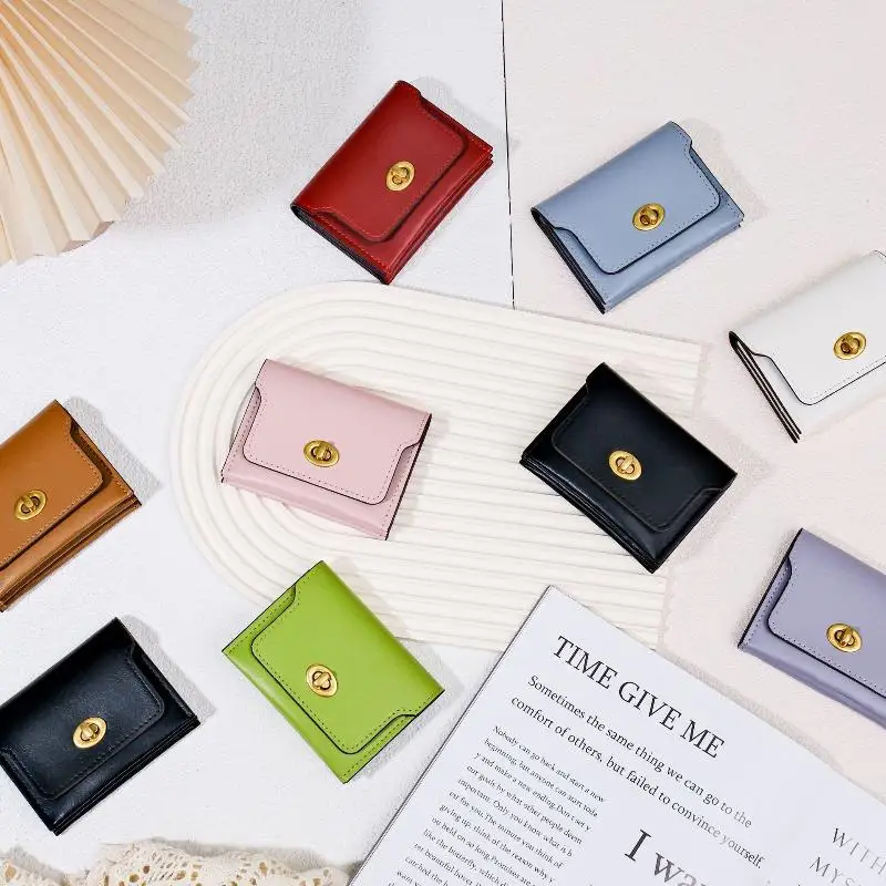 Women's Short PU Leather Wallet with Hasp description 2