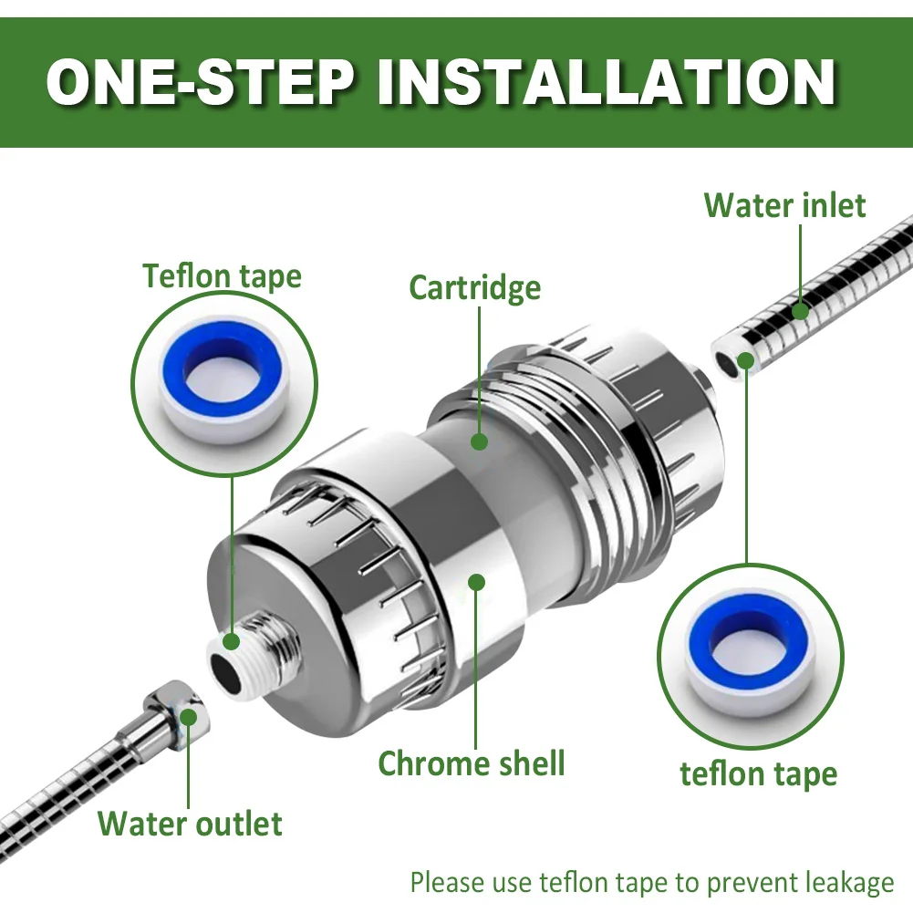 15 Stage Shower Filter with Vitamin C Shower Filters Removes Chlorine and Other Sediments 1 Shower Filter 2 Replacement Filters