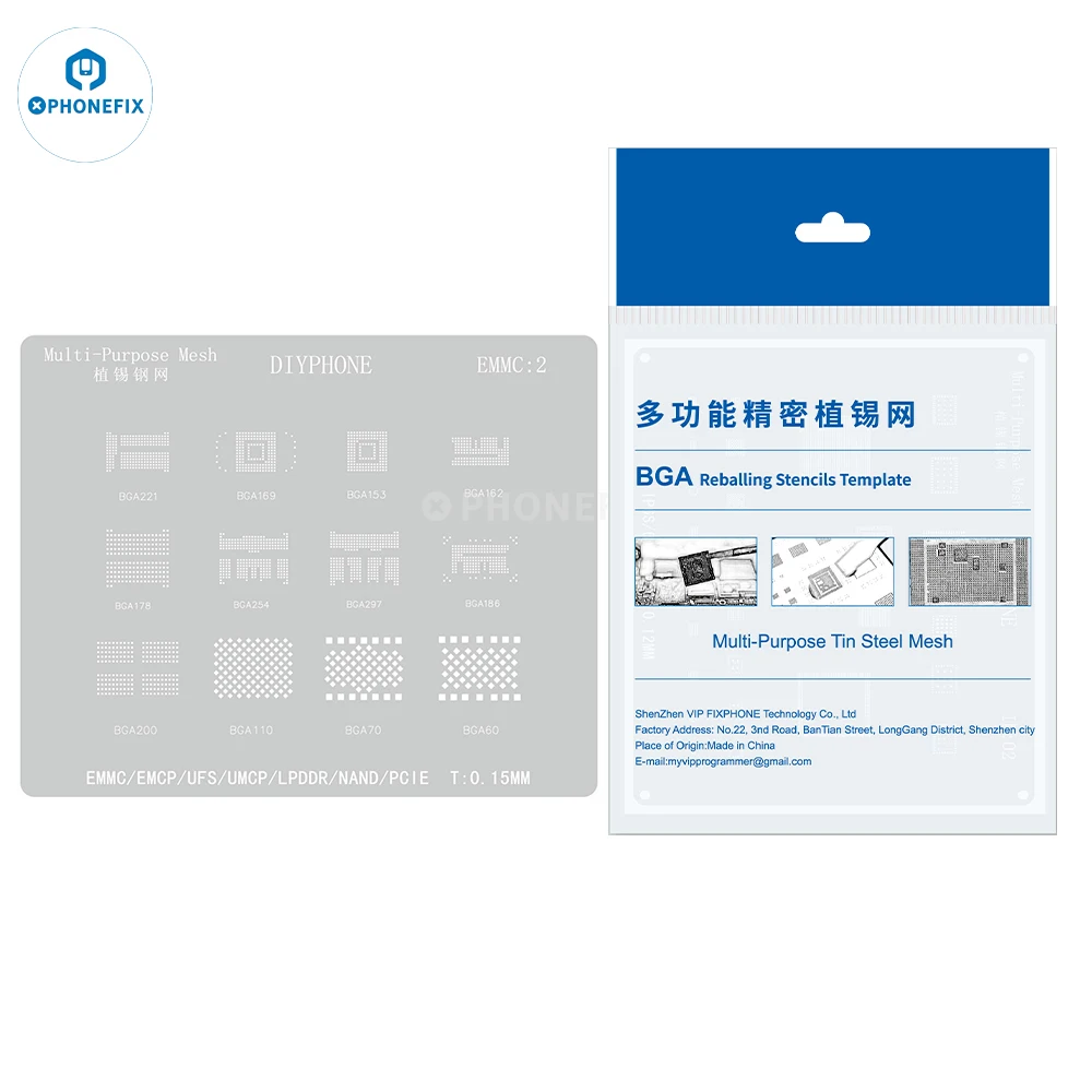 DIYPHONE BGA Reballing Stencil EMMC 1 2 for Android Hard Disk EMMC EMCP UFS UMCP LPDDR PCIE NAND Phone Soldering Repair Tool