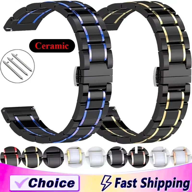 

20/22mm Ceramic+Metal Strap For Garmin Venu 3 Forerunner 965 265 165 55 Bracelet Wristband Garmin Approach S50/Vivoactive 5 Belt