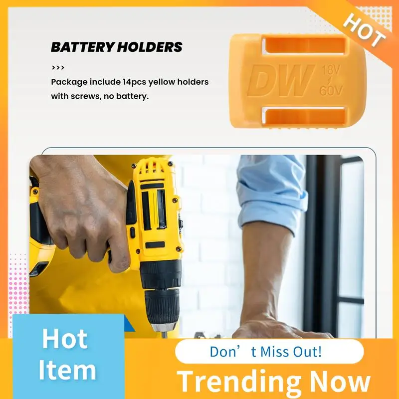 CMHI-14-Packs Battery Holders For Dewalt 20V Mount Dock Fit For 20V 60V MAX Yellow (No Battery)
