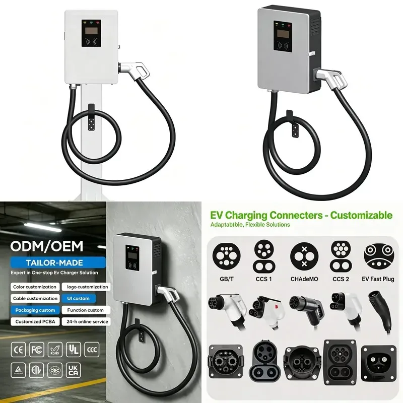7KW DC Fast EV Charger for Electric Car 4.3 Inch Touch Screen CE Certified 4G Ethernet APP Payment IP54 Wall Mounted