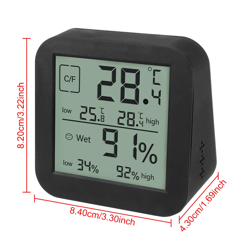 LCD Digital Indoor Humidity and Temperature Meter Dual-Screen Table Clock Hygrothermograph Touching Screen Multifunctional