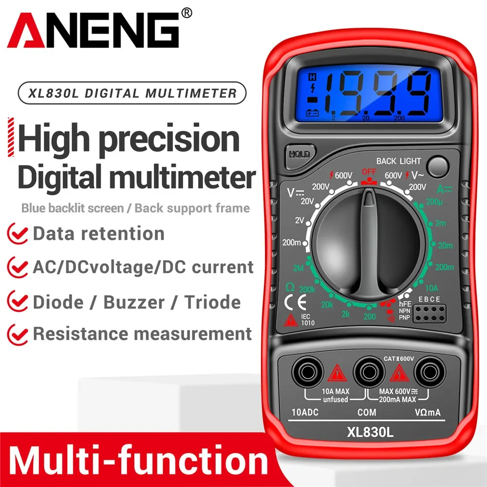 ANENG XL830L Homehold Palm 1999 Count Multimeter hFE Transistors Tester Measuring Meter Digital 10A DC Current Multitester Tools