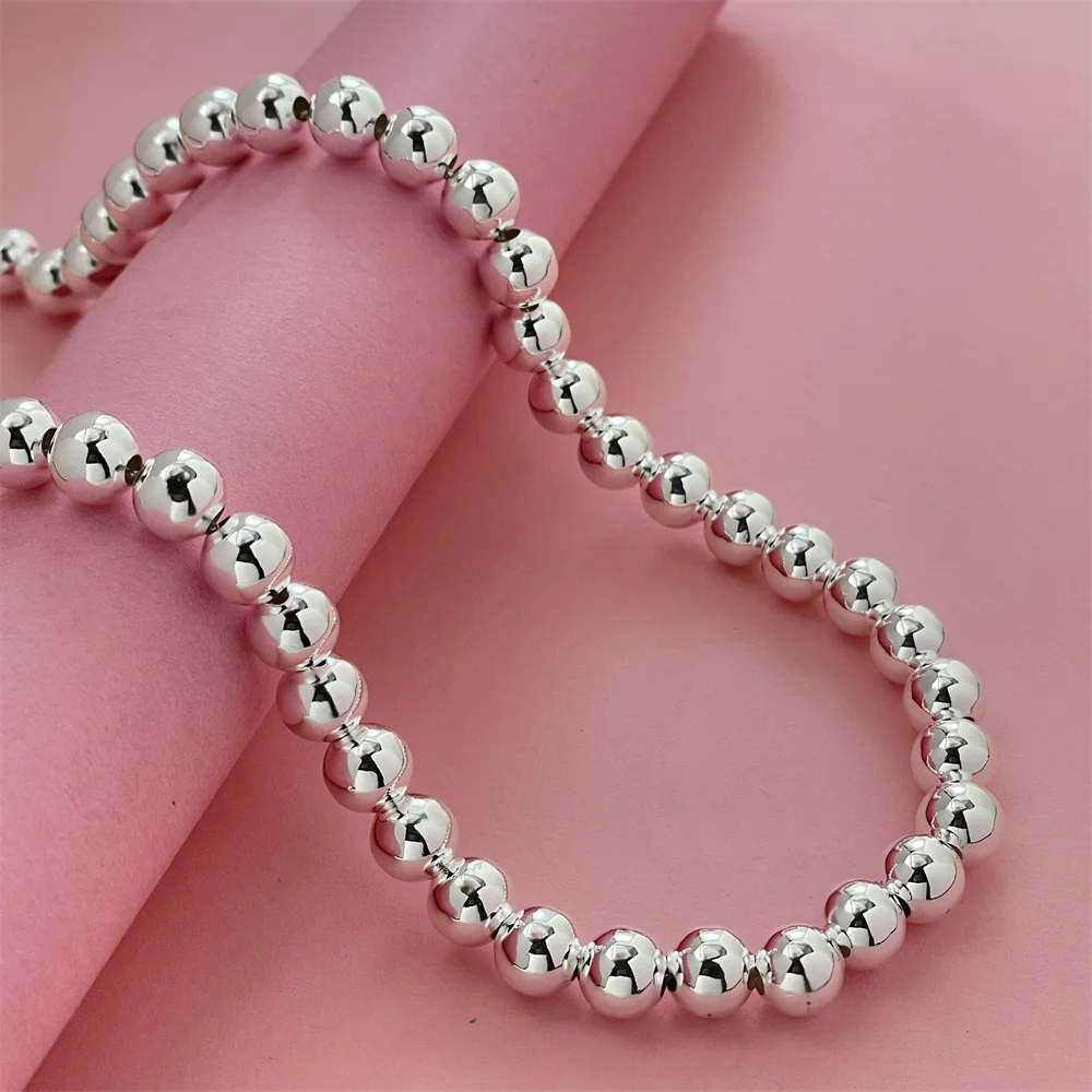 Fashion silver color 8mm Buddha beads necklace hot sale hot sale men and women fashion jewelry party gift