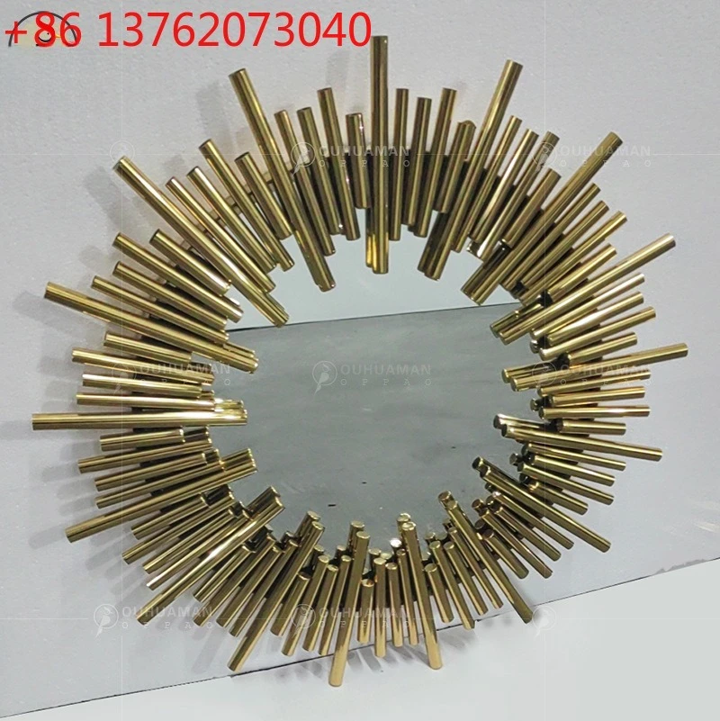 

stainless steel console table villa bathroom mirror living room frame wall mounted glass vanity mirror